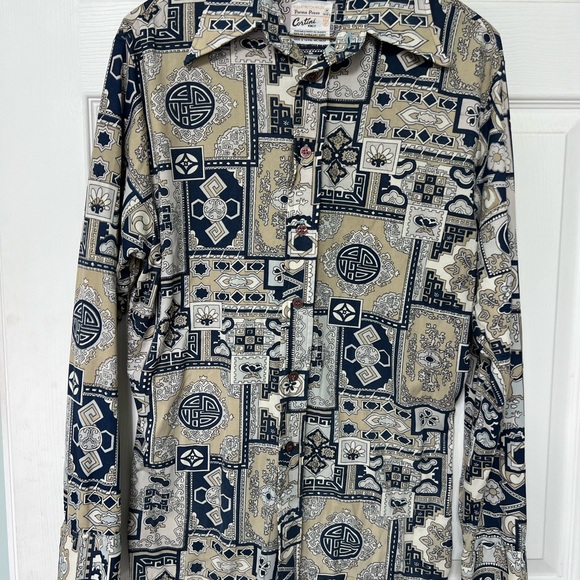 Vintage Butterfly collar Cortini Knit  Patterned Button-Up Shirt - Picture 2 of 6